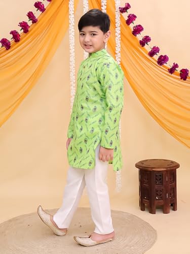 Image of AJ DEZINES Boys Cotton Full Sleeve Letter Printed Kurta Pajama Set for Kids - Ethnic wear | Special Occasion & Traditional Outfit |Boys Kurta Set - Regular Fit