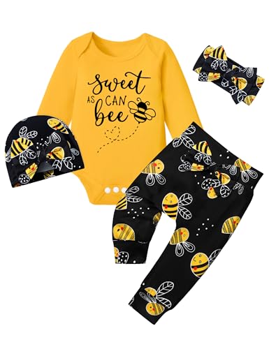 Image of BAVADER Baby Girl Clothes Infant Newborn Baby Clothes for Girls Long Sleeve Romper Pant Sets Letter Prints Baby Girl Outfits