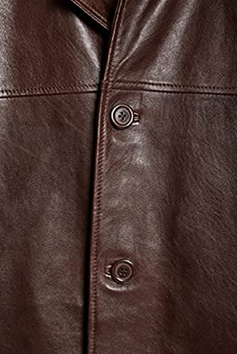Image of Men's Big and Tall Four-button Lambskin Leather Car Coat