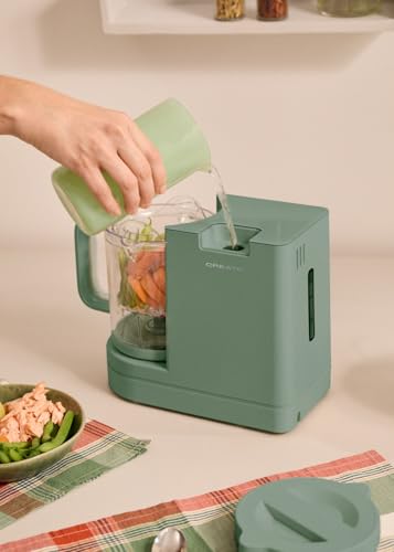 CREATE/BABY CHEFBOT/Robot de cocina esterilizador multifunción para bebés verde sage/Libre de BPA, 6 funciones, programable, doble altura para biberones, 700W - imagen 4