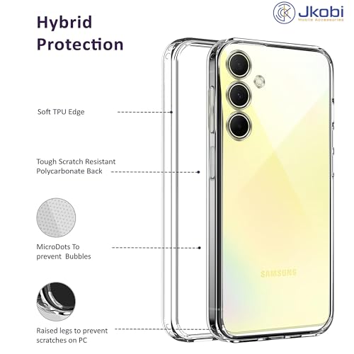 Image of Jkobi Back Cover for Samsung Galaxy A35 5G (Silicone Clear Shockproof Case with Camera Protection | Soft and Flexible | Transparent)