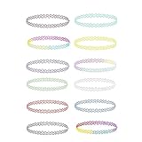 BIVYAX 12pcs Collana Elasticizzato Tatuaggio Colorato Vintage alla Moda,Collana per Tatuaggi, Choker Donna,Choker Nero in stile Gotico anni 90,Chocker elastica regolabile, per Donna Adolescente Regalo