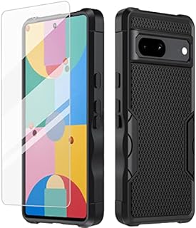 For Google Pixel 7 Case, RC1WD Pixel 7 Case with 9H HD Hardness Tempered Glass Screen Protector Film, 360° Full body Shockproof Protection Bumper Google Pixel 7 Case and Screen Protector - Black