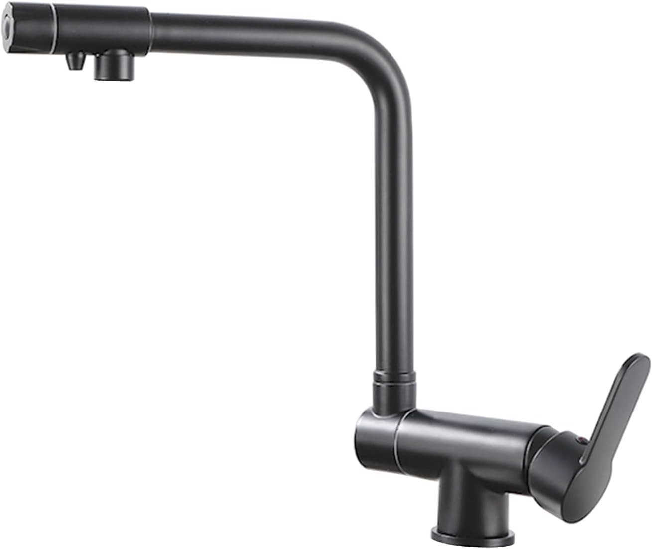 Robinet de cuisine 3 voies noir avec flexible rotatif 360 pour filtre à eau
