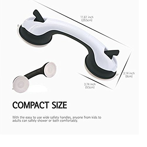 Fchome Shower Wall Suction Cup Grab Bars,12 Inches Shower Handle Bar Offers Safe Grip With Strong Hold Suction Cup For Safety Grip Grab In Bathroom，Black #TOP1
