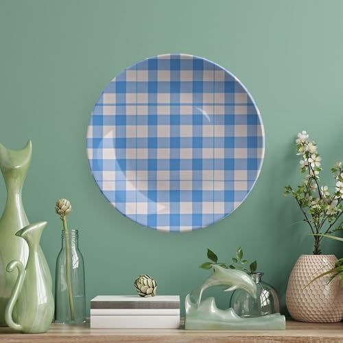 Plato decorativo blanco y azul de porcelana fina 6 pulg miniatura 5