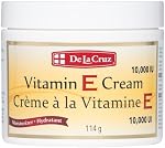 De La Cruz Vitamin E Cream Moisturizer for Face & Neck,10,000 IU, Rich, Hydrating, Wrinkle Cream & Body Moisturizer for Dry Skin, Non Comedogenic, Vegan, Allergy-Tested, 114 g.