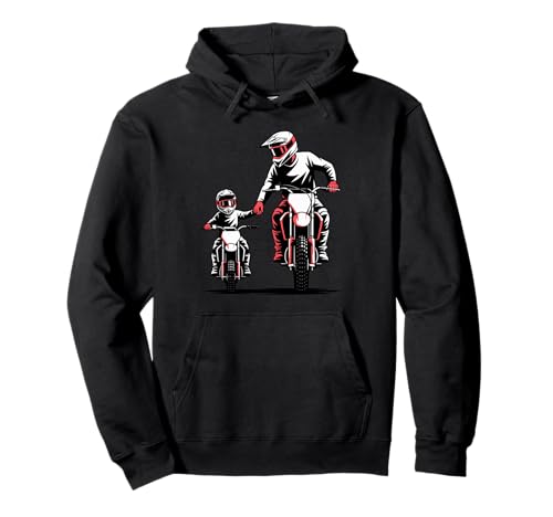 Image of Father And Son Dirt Bike Motocross Biker Rider Matching Dad Pullover Hoodie
