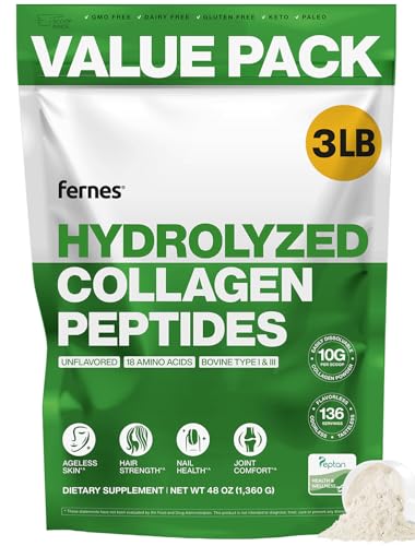 Hydrolyzed Collagen for Women Men (3LB) Type I & III Flavorless & Odorless Easy-Mix Powder Peptan...