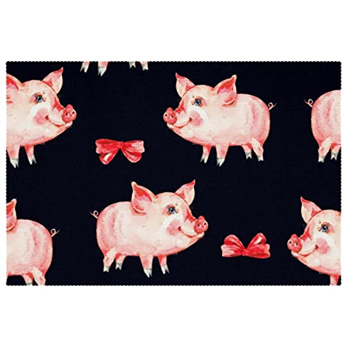 Sets de table cochon papillon noir pour repas de famille conviviaux - 2