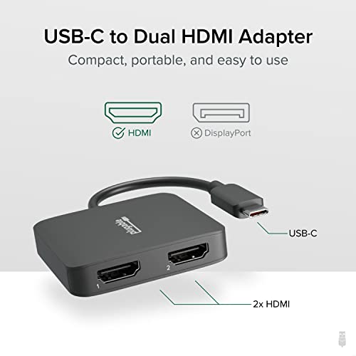 image for Plugable USB C to HDMI Adapter for Dual Monitors 4K 60Hz, Compatible w
