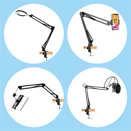Xinme Desk Lamp Clamp: 2Pack 1/2 Enlarge Hole Replacement C Clamp Desk Light,Magnifying Glass W/ Light,Table Mic Stand,Mic Arm Desk Mount, Phone Holder,For Office Work Task (M Black) (C Clamp Small) #TOP3