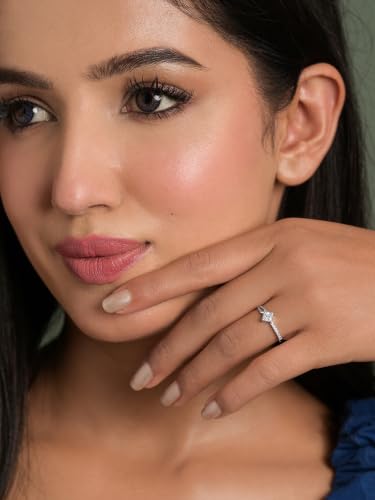 Image of Clara 925 Sterling Silver Minimal Adjustable Ring for Women | Swiss Zirconia | Platinum-Plated | Gift for Girl Wife Girlfriend | Daily Wear