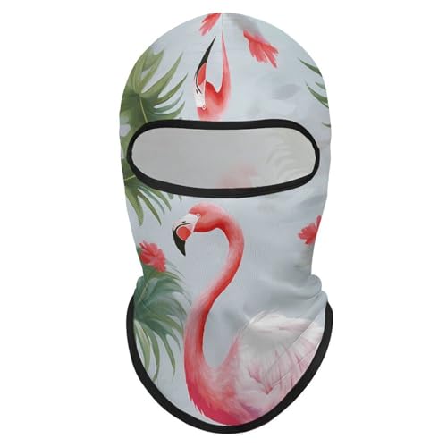 Balaclava para Hombres, Máscara de Esquí Blanca con Estampado de Flamenco, Protección Facial para Ciclismo y Temporada Invernal