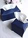 Tissue Box Cover Square Leather – Tissue Box Holder with Bottom Belt [JESMINI, Navy Blue] Decorative Cube Tissue Holder for Bathroom