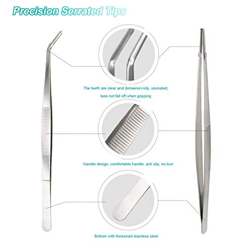 Roundler 10 in 1 Aquarium Coral Feeder Aquatic Plant Aquascaping Tool with Stainless Steel Feeding Long Tweezers Spatula 1 Fishing Net 80 Strips PH Tester 2 Straw Brushes 1 Cleaning Brush (H01)