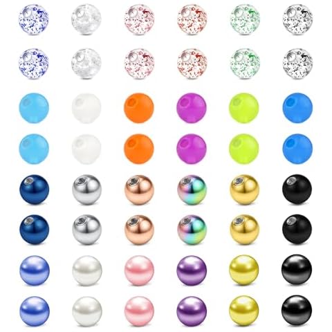 Briana Williams 16G 3mm Mix Color Replacement Balls Stainless Steel & Acrylic Piercing Balls for Lip Septum Ear Traugs Cartilage Helix Eyebrow Daith Rook Rings Body Piercing Jewelry Parts Cover