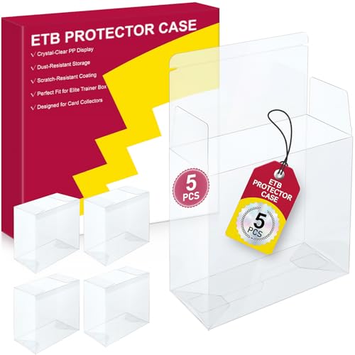 5 Pcs PKMN ETB Protector Case Elite Trainer Box Protector ETB Box Plastic Display Case-Compatible with Elite Trainer Boxes 0.5mm Thick Scratch-Resistant Material