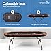 SereneLife 10-Player Oval Foldable Poker Table - Casino Texas Holdem Table with Water-Resistant Cushioned Rail, 10 Cup Holders, Brown Felt Surface, Black Jack Board & Family Games (Brown)