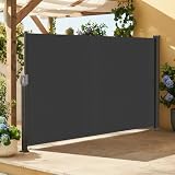 Soontrans Seitenmarkise Ausziehbar für Sitzende Sichtschutz Blickdicht auf dem Balkon, Sonnenschutz Windschutz mit Automatischer Rückrollfunktion & Griff & Wandhalterung (160 x 300 cm, Anthrazit