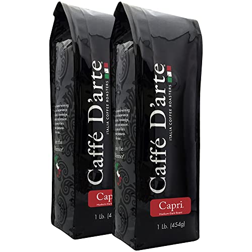 Caffe D’arte Capri Whole Bean Espresso Coffee – Italian Espresso Roast, Freshly Roasted in Seattle, Rich & Velvety Flavor – 1 lb Bags, Pack of 2