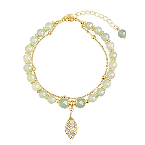 BIERDAN Hetian Jade Feuille dor Bracelet Hetian Jade Bracelet Jade Bracelet Hetian Jade Élégant Bracelet Dames Classique Élégant Chaîne De Jade Cover