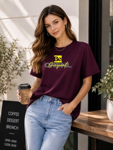 Image of London Hills Women's Loose Fit Graphic Printed T-Shirt | Soft Cotton Blend Fabric | Round Neck Half Sleeve Casual Top, Travel & College