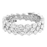 FANTIKAXW Pulsera brillante de Brillante Piedra Completa de Piedras de Tres Capas Pulsera de plata brillante ajustable para mujeres Joyería para bodas Regalos de cumpleaños