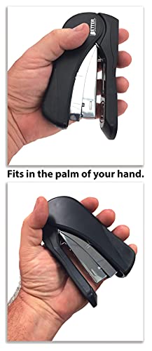 Heavy Duty Easy Grip Stapler, Effortless, With 1,000 Regular 1/4" Staples, High Capacity Compact Palm Of Your Hand Size, Ergonomic Soft Grip, Better Office Products #TOP1
