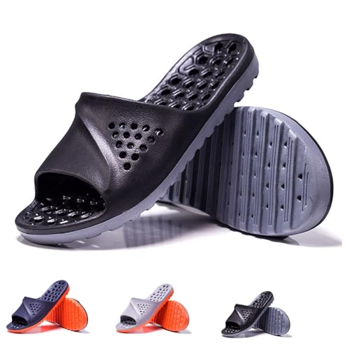 Unisex Shower Non-Slip Slippers Quick Drying, Summer Slippers Men Shoes EVA Soft Lightweight, Shower Shoes Men Women Leaking Hole