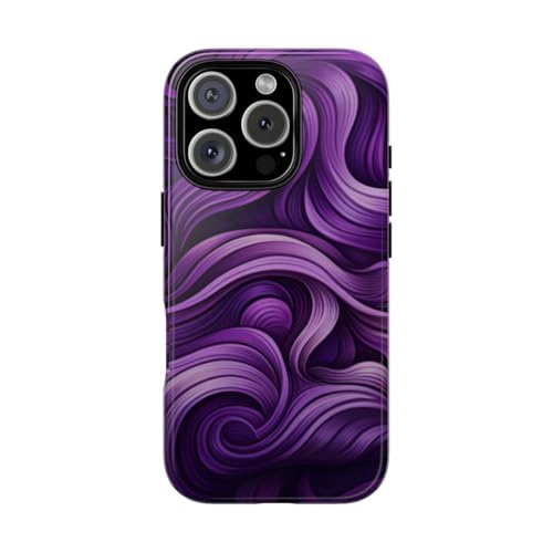 Coque iPhone 16 Pro rigide brillante à motif vague tourbillonnante violette antichoc