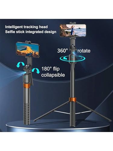 Auto Face Tracking Phone Holder, 360° Rotation Phone Tripod with Wireless Remote and Phone Holder, Selfie Stick Tripod for iPhone、Android Phone, Applied to YouTube, Vlog/TIK Tok