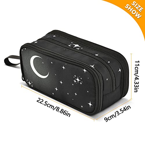 Image of Moon Large Capacity Pencil Case Pencil Pouch Pen Box | 3 Compartment Large Storage Pencil Bag for Adults School Office Teen Girl Boy Men Women