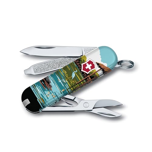 Image of Victorinox Classic SD Swiss Army Knife, Everglades National Park | 7-Function Swiss Mini Knife, Small Blade, Nail File, Screwdriver, Key Ring, Swiss Made, Compact EDC for Keys and Bags