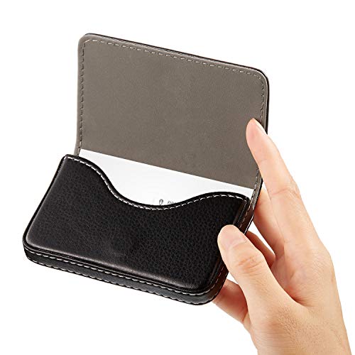 2 Pieces Business Card Holder, Business Card Wallet Leather Business Card Case Pocket Business Name Card Holder With Magnetic Shut, Credit Card Id Case/Wallet (Black And Coffee) #TOP4