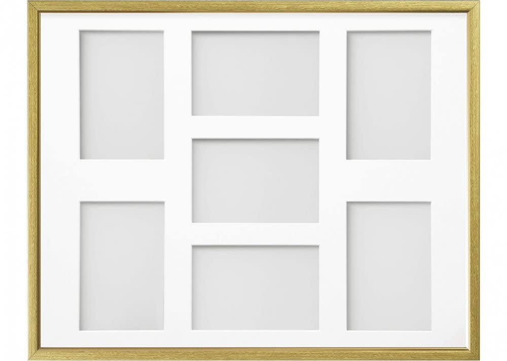 Frame Company Drayton Multi Aperture Photo Frame, Gold with Gold Inset, 20x16 for 6x4 inch (x7)