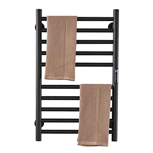 LJXX Calentador de Toallas de Baño, Toallero Eléctrico, con Temporizador de Baño, Radiador de Bajo Consumo de Acero Inoxidable, Toallero Envolvente Negro Mate Impermeable Cover