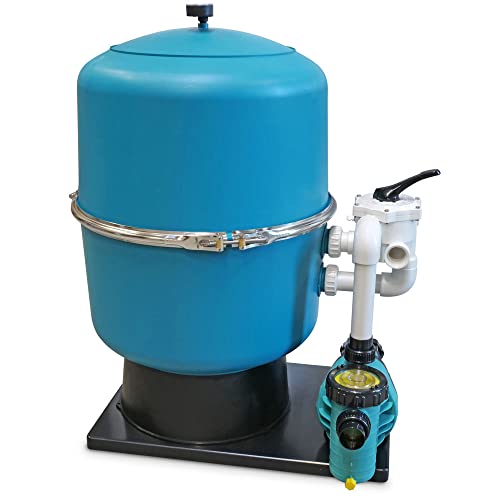 POOL Total 2-teilige Filteranlage inkl. 6-Wege-Side-Mount Ventil + Filterpumpe, Premium Schwimmbad Anlage Made in Germany, 2-teiliger Filterkessel, GFK verstärkt (Kessel Ø400mm + Aqua Plus 6)
