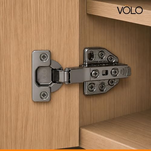 Image of VOLO Cabinet Hinges, Set of 1 (2 Pieces) for Furniture, Wardrobes, Doors, and Storage Units | (3D (Black) Soft Close (Mild Steel), 0 Crank | Full Overlay)
