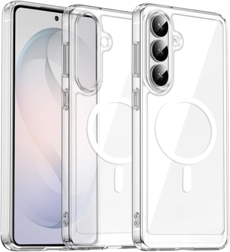 Image of QsmQam Crystal Hybrid Back Case Cover Compatible with Samsung S26 |Compatible with MagSafe| Clear Protective Case | Transparent Back Case- (Military-Grade Polycarbonate + TPU,Dual Layered)