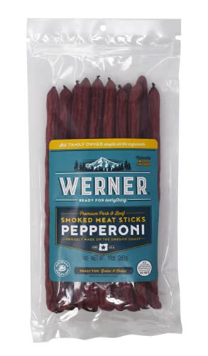 Werner Pepperoni Meat Sticks - 14 Count Bulk Meat Sticks, 10 Ounce Resealable Bag