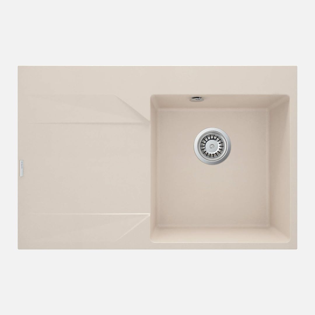 Évier de cuisine en granit 1 bac beige 76x50 cm Kalo égouttoir encastrable
