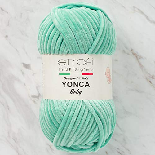 5 Skein (Pack) Etrofil Yonca Chenille Yarn, 100% Polyester, Each Skein 100 gr (3.5 oz), 120 m (131 yd), 6 : Super Bulky (Light Green - 70411)