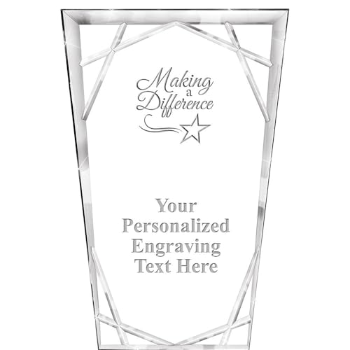 Crown Awards Customizable Acrylic Award, 7" Engraved Making A Difference Hera Trapezium Acrylic Award