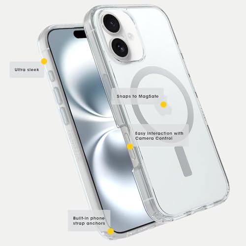 Image of OtterBox iPhone 16 (Only) - Symmetry Clear Series+ Case - Doodle Cover - Snaps to MagSafe - Ultra-Sleek - Raised Edges Protect Camera & Screen - Non-Retail Packaging