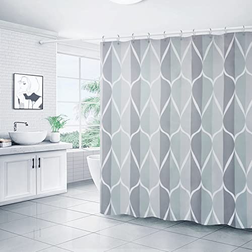 Gelbchu Grey Fabric Shower Curtain, Waterproof Design And Polyester, Quick-Drying, Weighted Hem, Shower Curtains Set For Bathroom W 72 X H 72, Durable And Washable With 12 Hooks #TOP1