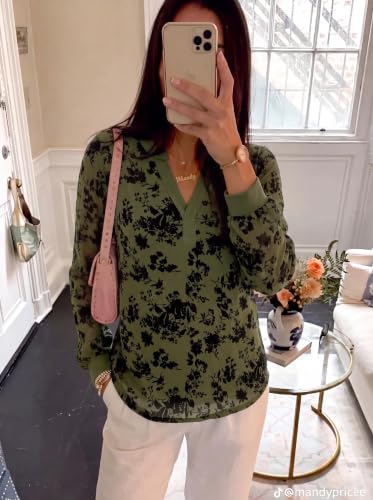 BTFBM Womens Tops Floral Sheer Mesh Long Sleeve Blouses Dressy Casual - image 2