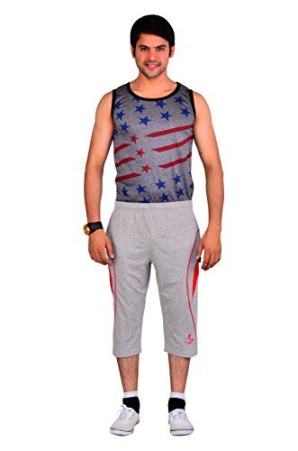 Image of Vego Mens Cotton Three By Fourth, 3 /4, Capri, Three Quarter Grey Regular