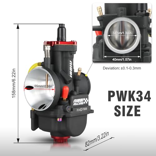 Image of NIBBI Carburetor PWK34 fit Motorcycle Engine with 34mm Carb Jets Motorcycle Engine with Carb Jets for Dirt Bike Mini Bike Pit Bike GY6 ATV