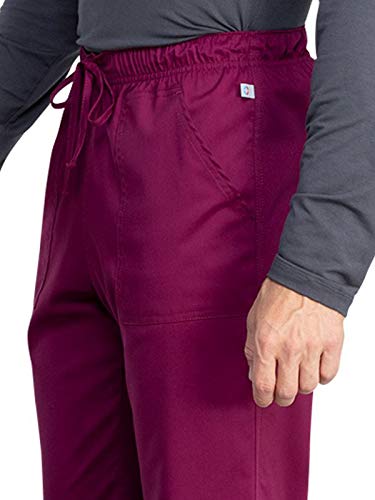 Cherokee Men And Women Scrub Pants With Drawstring Mid Rise Straight Leg Bottoms Ww042Abs, Xxs Short, Wine #TOP2